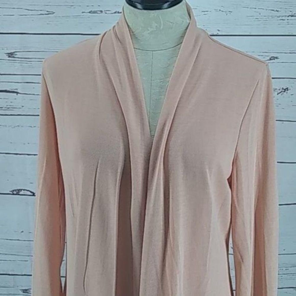 J.W. Style Coral Light Pink Soft Drape Front Duster Cardigan Size XL - Picture 4 of 6